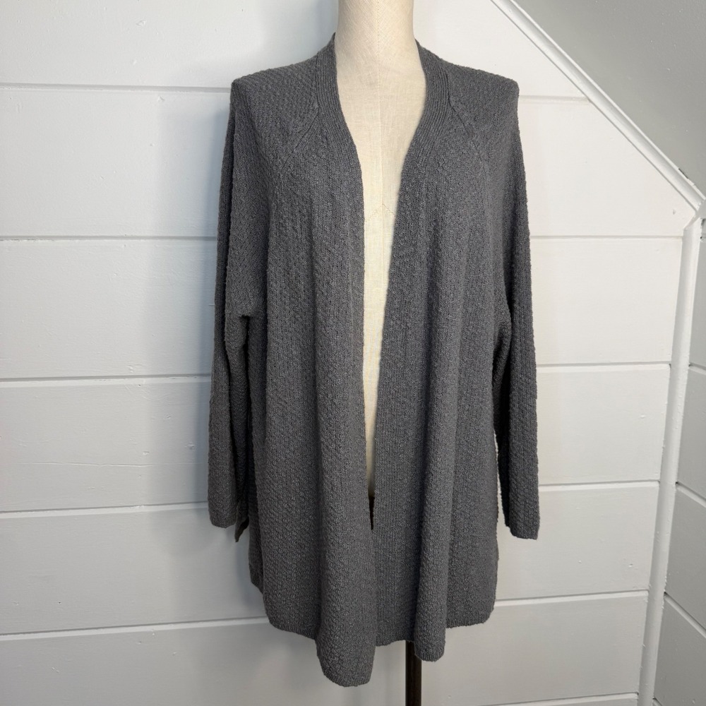 J. Jill XL Gray Knit Sweater‎ Open Drape Front Cardigan Cotton Blend